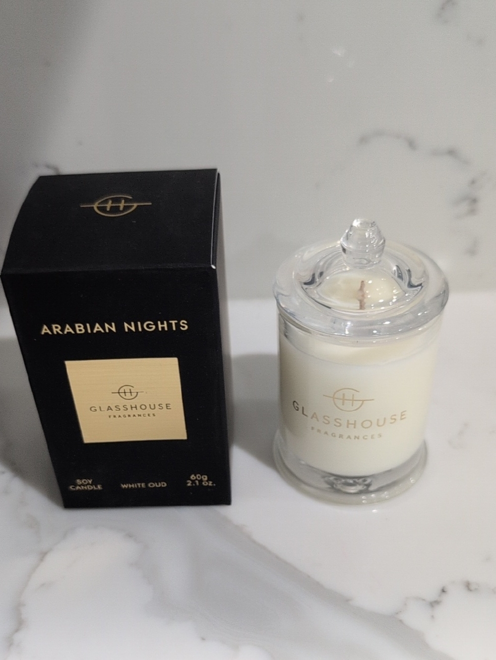 Glasshouse Arabian Nights Luxury White Oud Candle
